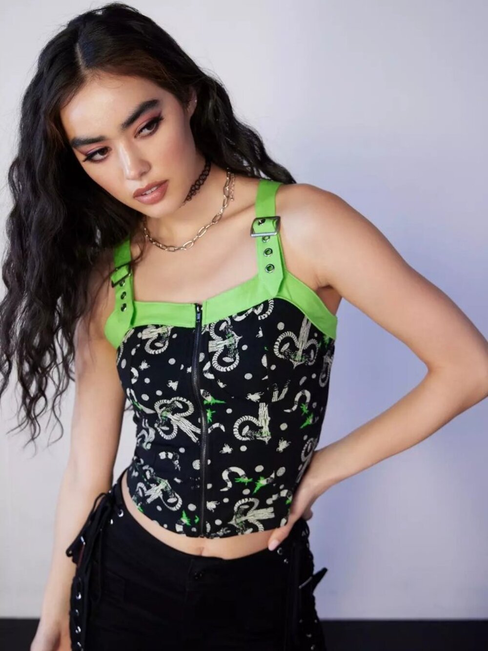 Hot Topic Beetlejuice Sandworm Corset Tank Top L - Picture 2 of 11